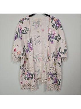 Valentina Naldi Womens Crochet Linen Cardigan O/S Floral Boho Beach Romantic